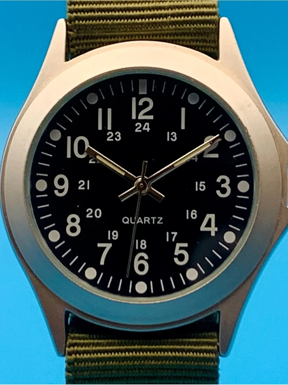 Men’s Military Field Quartz Wristwatch Nylon Strap Working New Battery